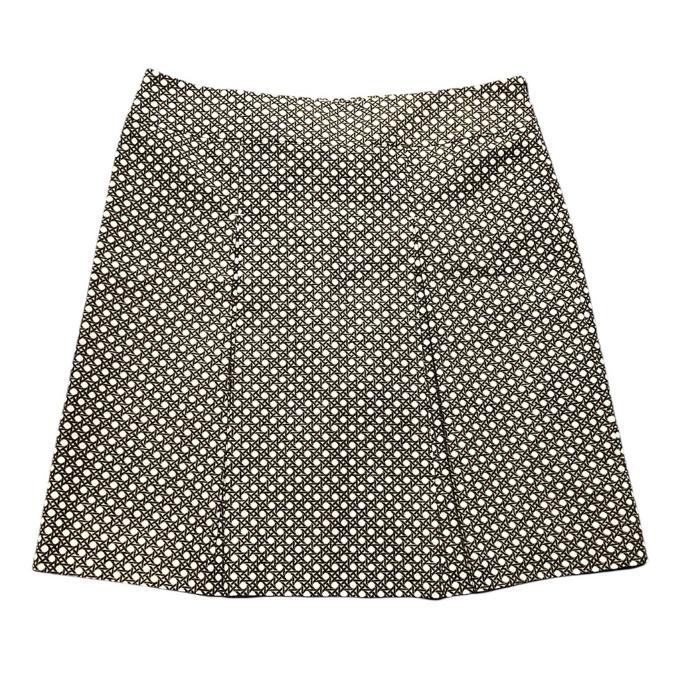 Talbots women’s brown cream cotton pleated front skirt size 14